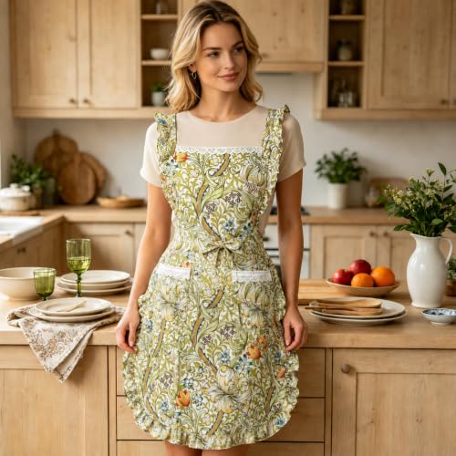 Floral Apron for Women with Pockets