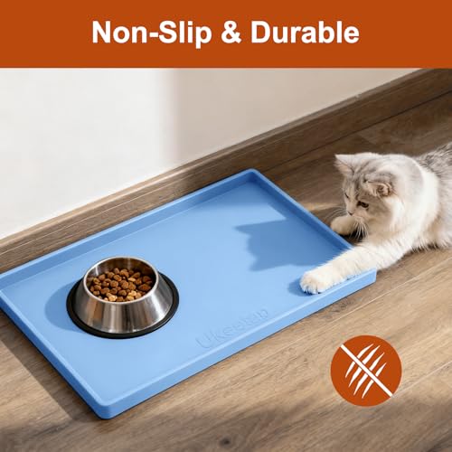 19" x 12" Extra Thick Silicone Mat Waterproof with Raised Edge (Blue / 19"L x 12"W)