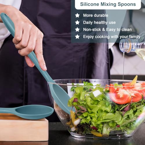 Silicone Cooking Spoon Set of 2 (Blue)