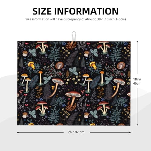 Mushroom Dish Drying Mat For Kitchen Microfiber Drying Mats Absorbent Reversible Dish Pad Draining Mats For Countertop Coffee Mats 18x24 Inch (Mushroom2)