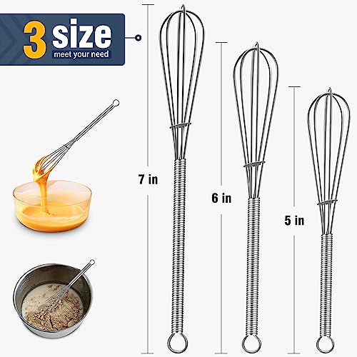 Small Whisk Stainless Steel (5+6+7 inch / Silver 3Pcs)