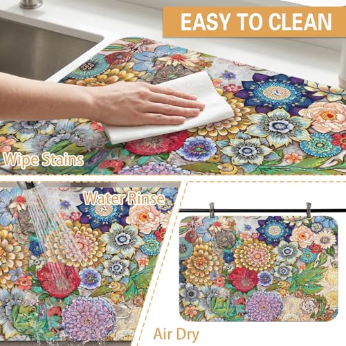 Kitchen Countertop Dish Drying Mat (Colourful / 31.5" x 17")