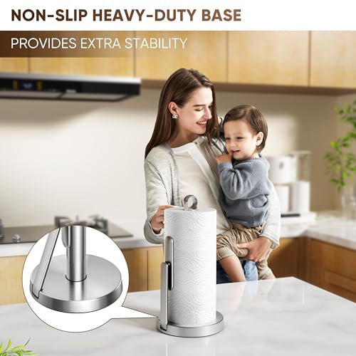 Heavy Duty Paper Towel Holder with Tension Arm (Silver)