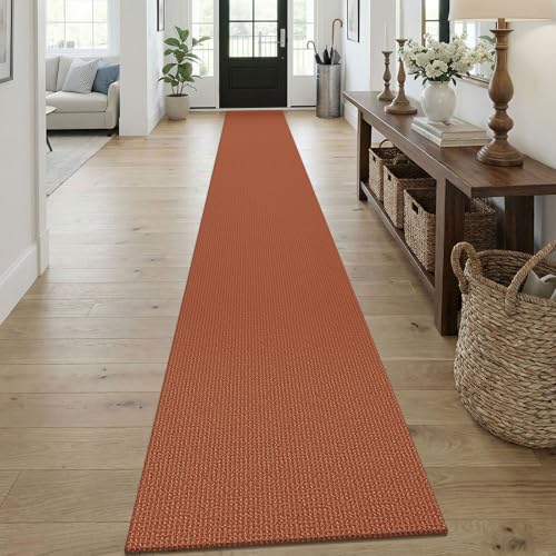 Orange 2x18 Runners Rugs for Hallway (Burnt Orange/Tan / 2' x 18' (Runner))