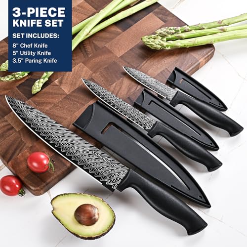 3PCS Kitchen Knife Set with Cover (Black-3pcs / 3pcs kitchen knife set)