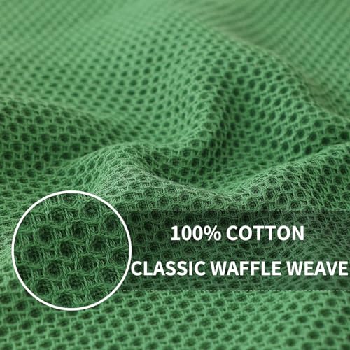 100% Cotton Waffle Weave Kitchen Dish Towels 12 (Grass Green / 13 X 28 - 12 Pack)