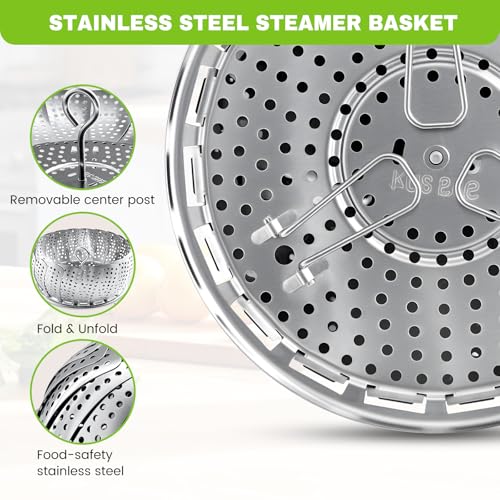 Steamer Basket Stainless Steel Instant Pot Accessories for Food and Vegetable (Medium (6.1" to 10.2"))