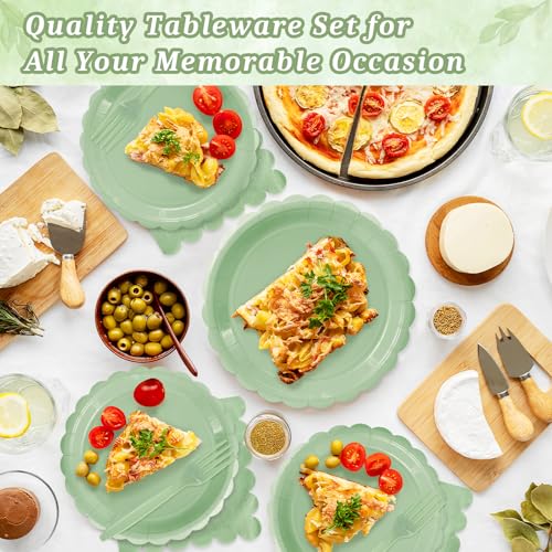 Sage Green Paper Plates and Napkins (Sage Green 75 Plates Set / 7-inch Set)