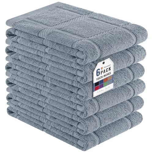 100% Cotton Kitchen Towels 18"x28" (Grey / 18 x 28 - 6 Pack)