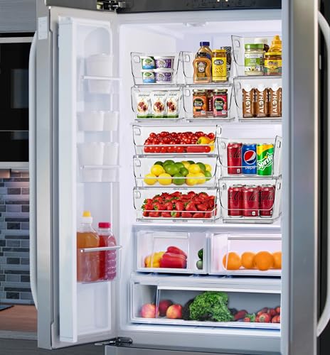 Clear Pantry Organizer with Stackable Storage Bins (Medium Square / 4 Pack)