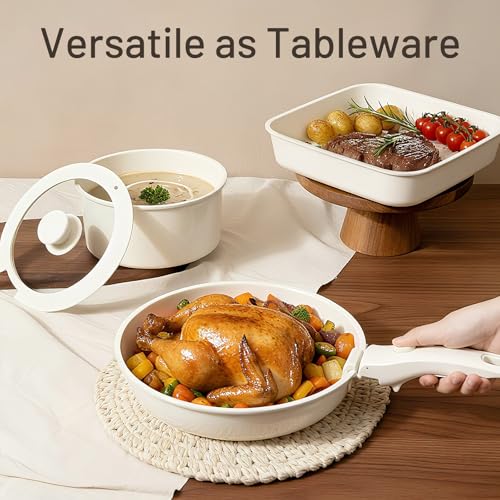 Nonstick Pots and Pans Set (Cream / 25 Pack)