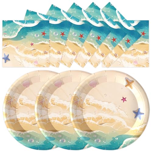 50PCS Beach Plates and Napkins Party Decorations