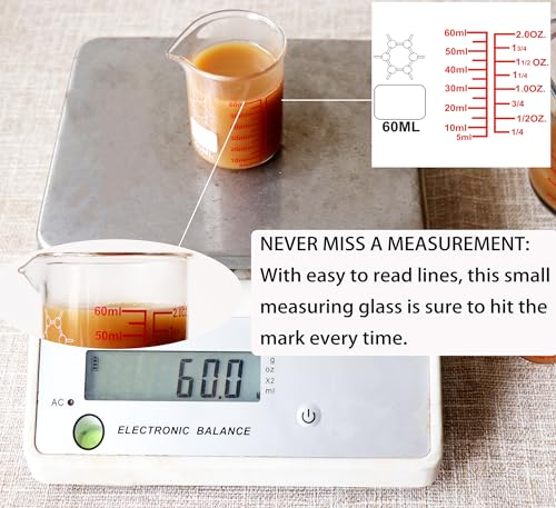 High Borosilicate Glass Measuring Cup (60ml (2oz) - Pack of 2)