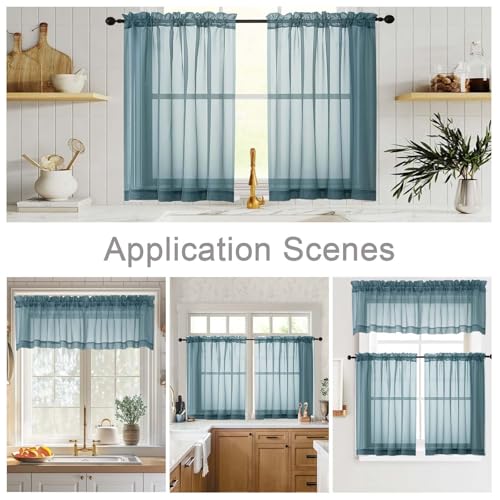 Cafe Curtains 36 Inch Length Tier 2 Pieces (Dusty Blue / 42"W x 36"L (Pack of 2))