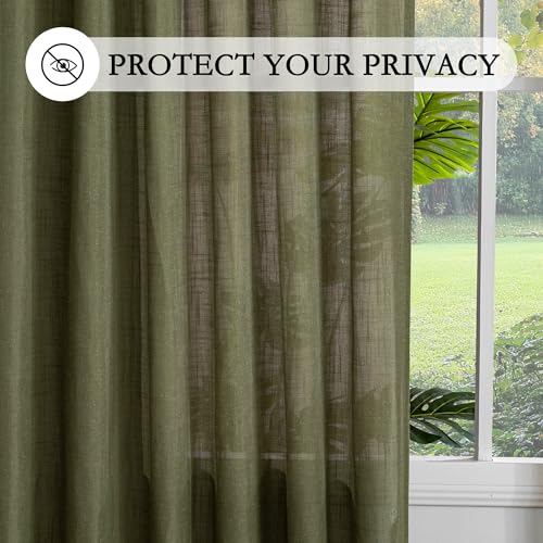 Extra Long Sheer Curtains Farmhouse (50"W x 108"L (Pack of 2) / Olive Green-new)