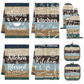 Teal Striped Kitchen Decor Set (Teal Striped)