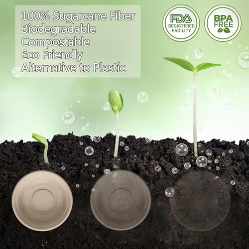 16 Oz Disposable Bowls Heavy Duty Small Paper Bowls made of 100% Compostable Heavy (Natural / 16 Oz)
