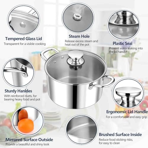 6 Quart Tri Ply Stainless Steel Stock Pot (6 Quarts)