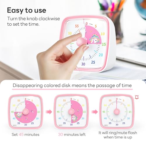 Visual Timer with Night Light (Pink-unicorn)