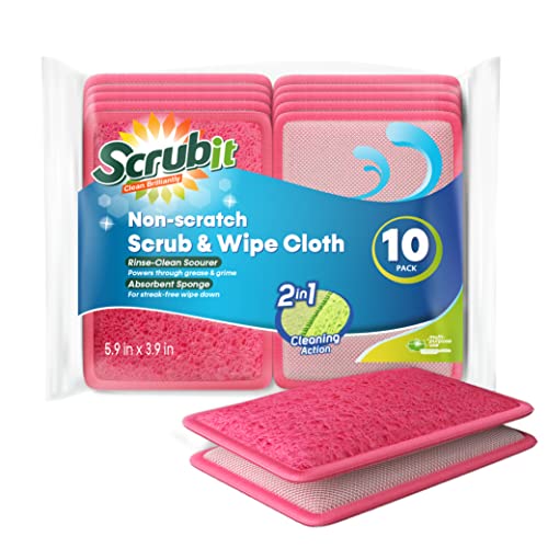 Scrub and Wipe Scrubbing Pads [10 Pack] (Pink)