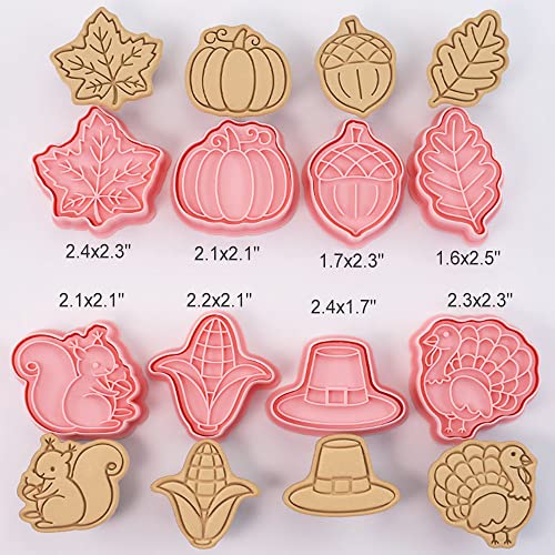 8 Pcs Thanksgiving Cookie Cutters Set 3D Pumpkin (Thanksgiving (8 Pcs))