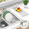 Expandable Dish Rack for Kitchen Counter (White / 14.0"-20.9" x 6.3" x 8.0")
