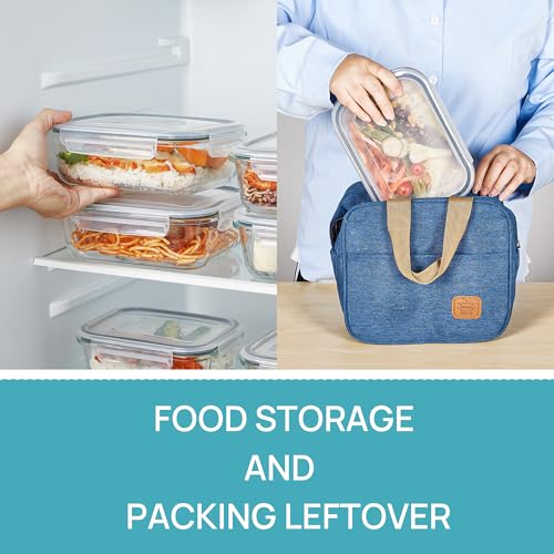 5 Pack 35oz Glass Food Storage Containers with Lids (Grey / 35oz)