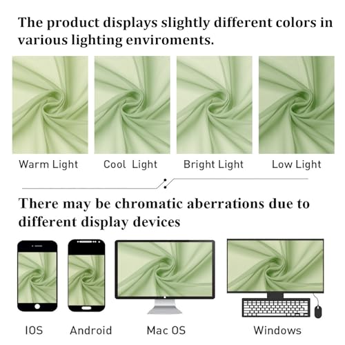 Light Green Sheer Curtains 96 Inches Long 2 Panels (Light Green / 42"W x 96"L (Pack of 2))