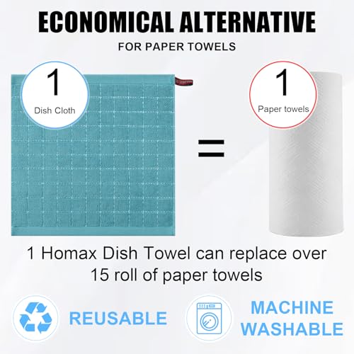 100% Cotton Terry Kitchen Dish Cloths (Lake Blue / 12 X 12 - 8 Pack)