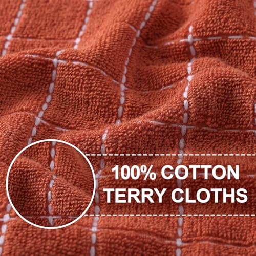 100% Cotton Terry Kitchen Dish Cloths (Rust / 13 X 28 - 8 Pack)