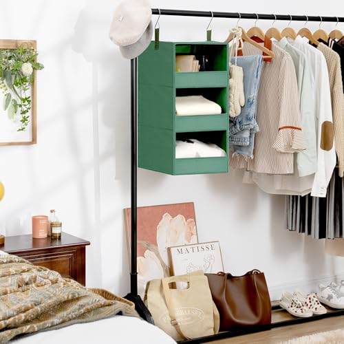 3 Shelf Hanging Closet Organizer (3-shelf Dark Green / 1-Pack)