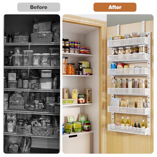 Pantry Door Organizers and Storage (White / 17.2"W-6 tier)