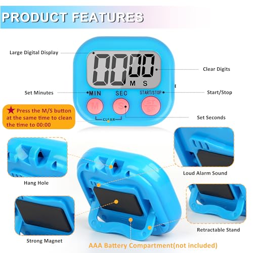 Classroom Timer for Kids Teachers 4 Pack Digital Timers Blue White (White & Blue)