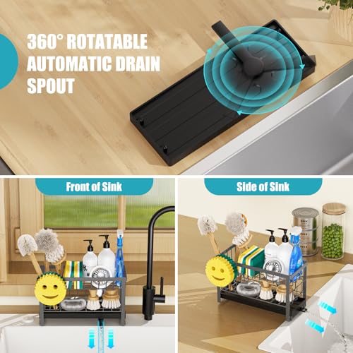 Sponge Holder for Kitchen Sink with Flexible Smiley Face (2 Tier Gray)