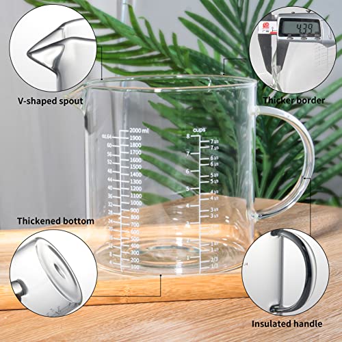 8 Cup Glass Measuring Cup (White measuring scale / 2000 ML (8 Cup))