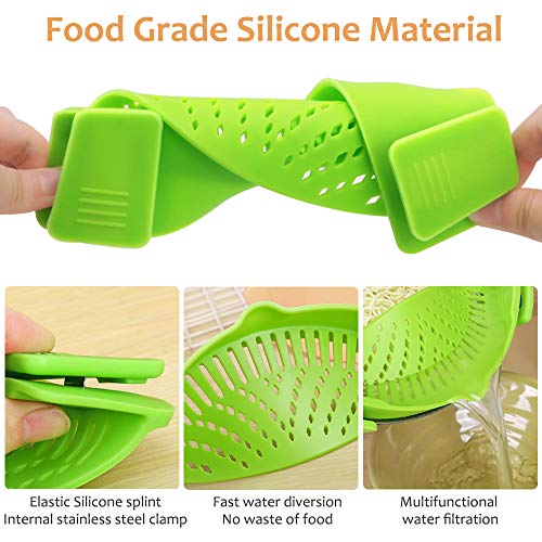 Clip on Strainer for Pots Pan Pasta (Green)