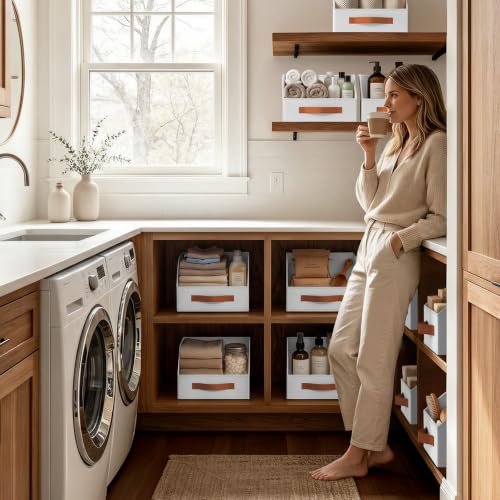 Fabric Storage Bins for Organizing (White / 8 Pack)