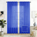 Check Sheer Curtains 63 Inches Long for Living Room (Check - Sapphire / 52"W x 63"L (Pack of 2))