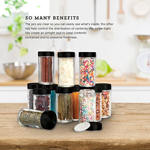 5244227 Empty Jars With Black Cap (Set of 12 / Black)