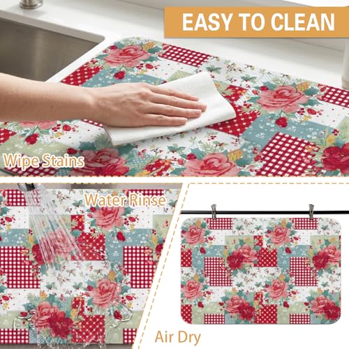 Kitchen Countertop Dish Drying Mat (Flower-2 / 31.5" x 17")