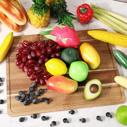 6 Pcs Acacia Wood Cutting Boards with Juice Grooves (18 x 14 Inch)