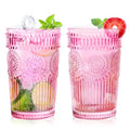 6pcs Vintage Drinking Glasses Set (Pink)