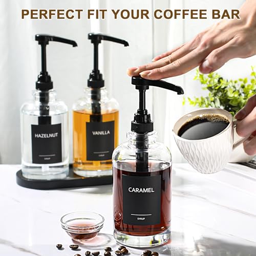 Coffee Syrup Dispenser for Coffee Bar (Black / Set of 3)