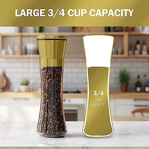 Original Gold Salt and Pepper Grinder Set of 2 (Gold Top/Clear Glass / 2pk)
