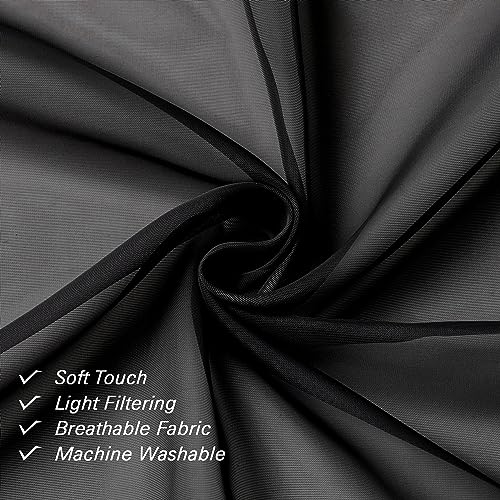 Black Sheer Valance for Windows 14 Inch Length 2 Pieces (Black / 40"W x 14"L (Pack of 2))