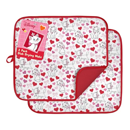 Disney Aristocats Dish Drying Mat for Kitchen Counter (16" x 18" / Aristocats Red)