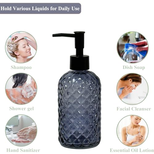 Glass Dish Soap Dispenser for Kitchen (Grayish Blue)