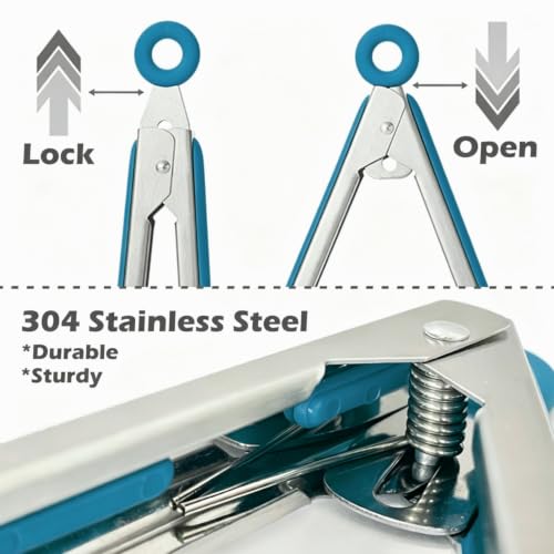 9" Kitchen Tongs for cooking with Silicone Tips (9 Inch / Peacock Blue)