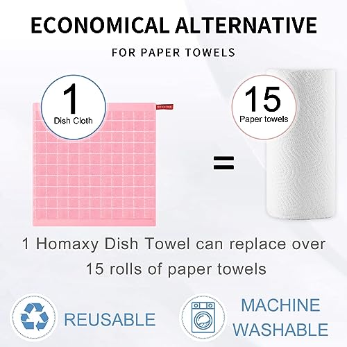 100% Cotton Terry Kitchen Dish Cloths (Pink / 12 X 12 - 18 Pack)