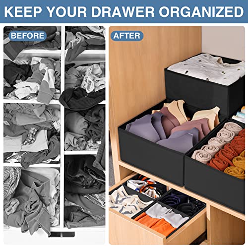 Drawer Organizer Clothes 12 Pack (12 Pack / Black)
